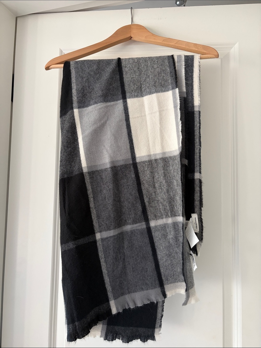 Banana Republic Black, Gray & White Plaid Throw